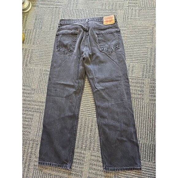 Levi's 505 Regular Fit Jeans Men's W36 L30 Black Wash Denim Pants - Picture 4 of 6